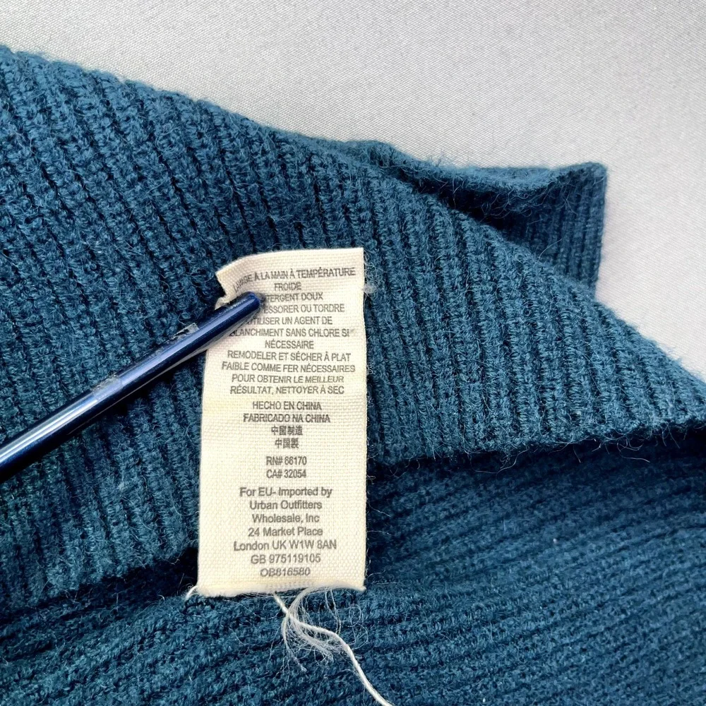 Free People Afterglow Mock Neck Ribbed Pullover Sweater Teal Blue Size Small